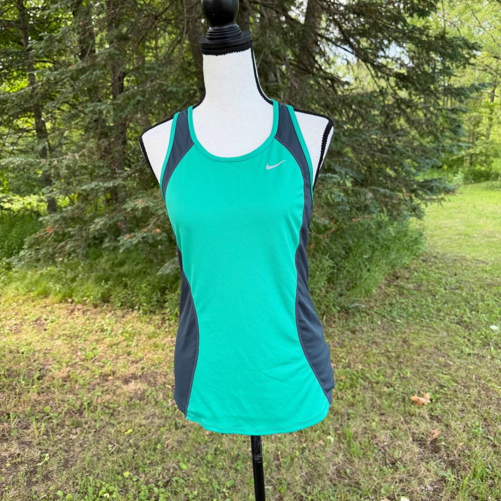 Nike Tank Top Womens Small Green Gray Dri-FIT Racerback Athletic
